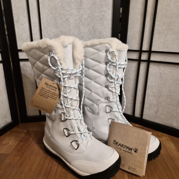 BearPaw Women's Quilted Winter Boots - White - Picture 3 of 5